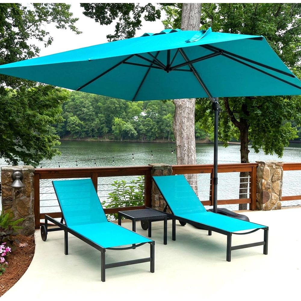 Outdoor Furniture Quick Dry - Set Meja dan Kursi Beroda, Biru