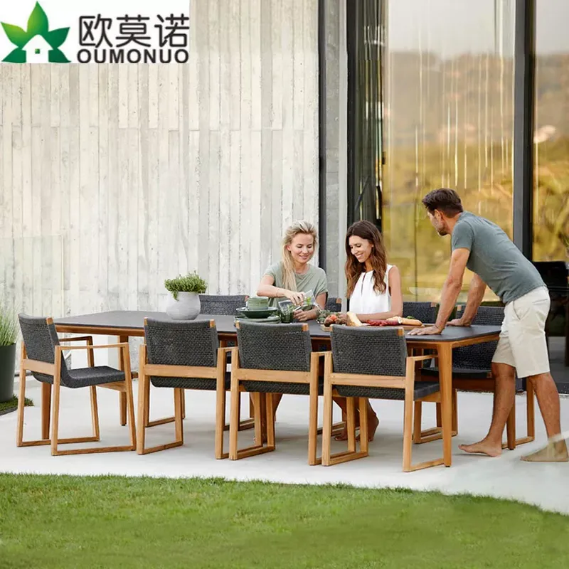 Outdoor Furniture Teak - Set Meja Makan Rotan Teak Outdoor