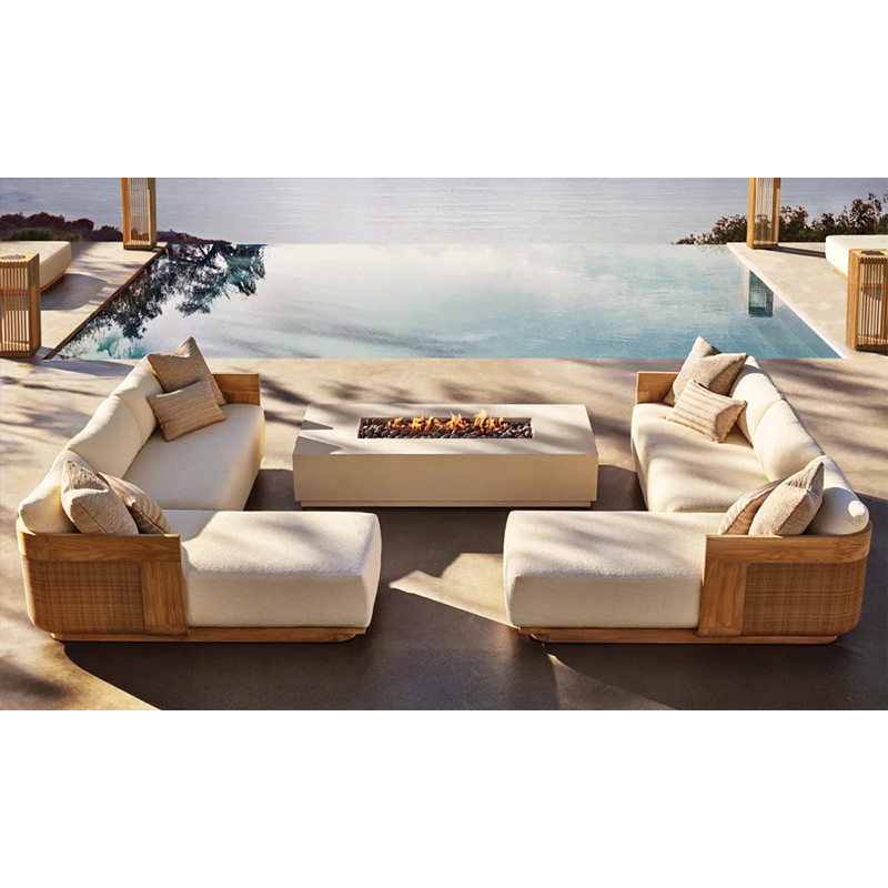 Outdoor Furniture Teak - Set Sofa Modular Luar Ruangan Modern