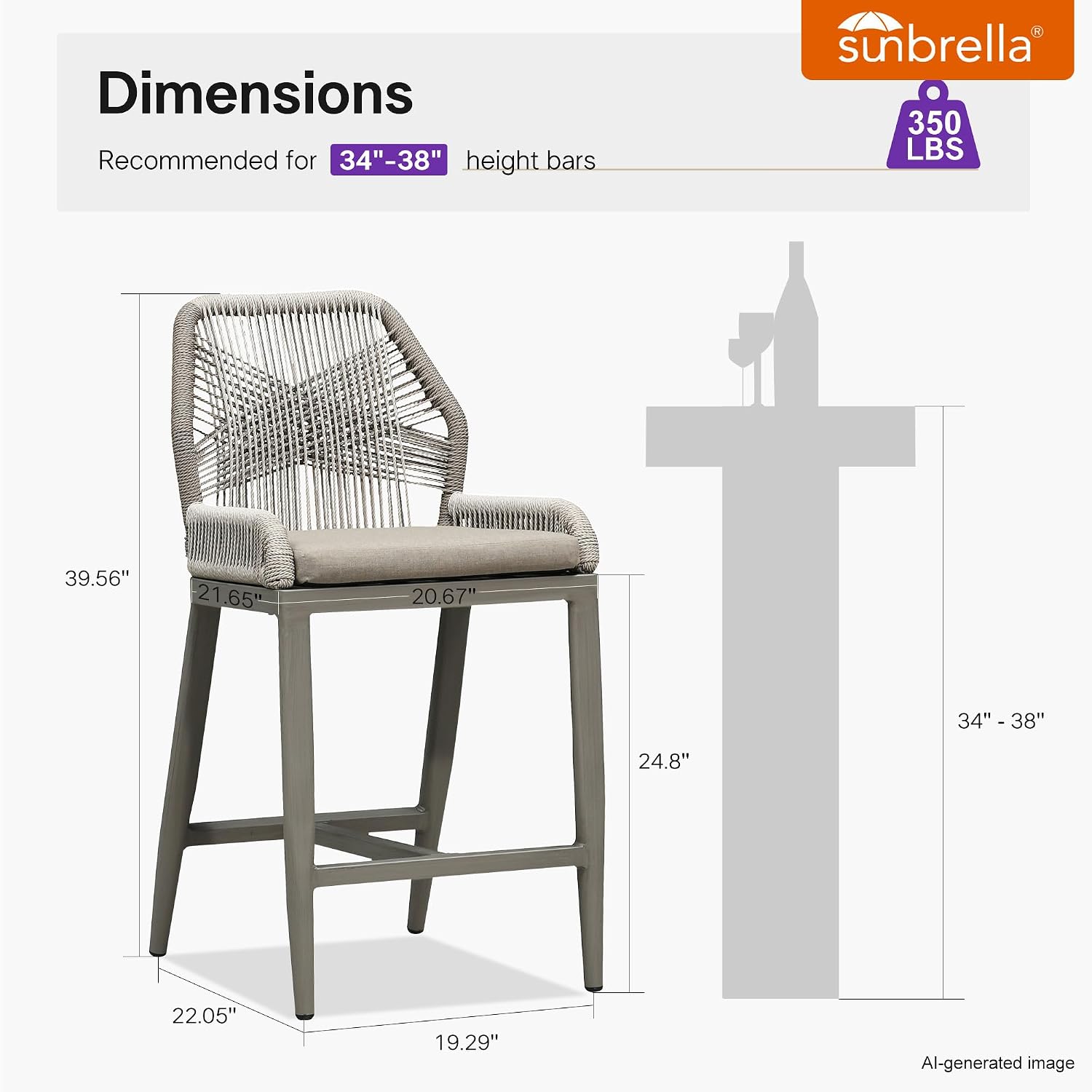Kursi Bar Taupe 2pcs, Textilen - Outdoor Furniture Quick Dry ulasan dan harga